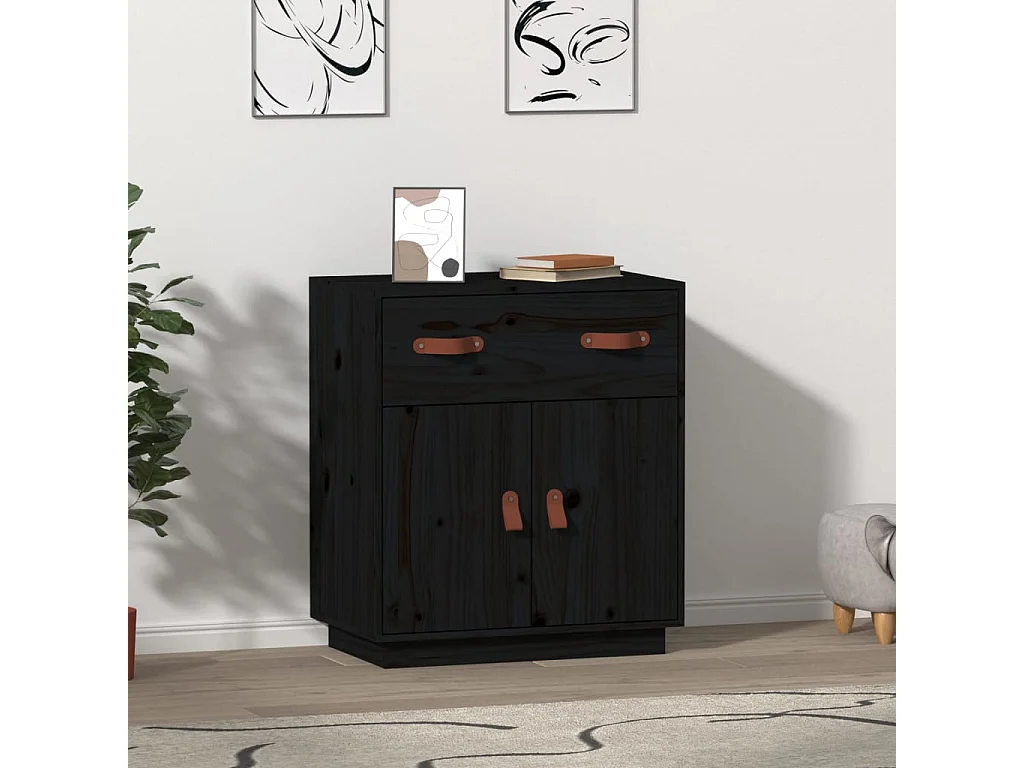 Dressoir 65,5x40x75 cm massief grenenhout zwart