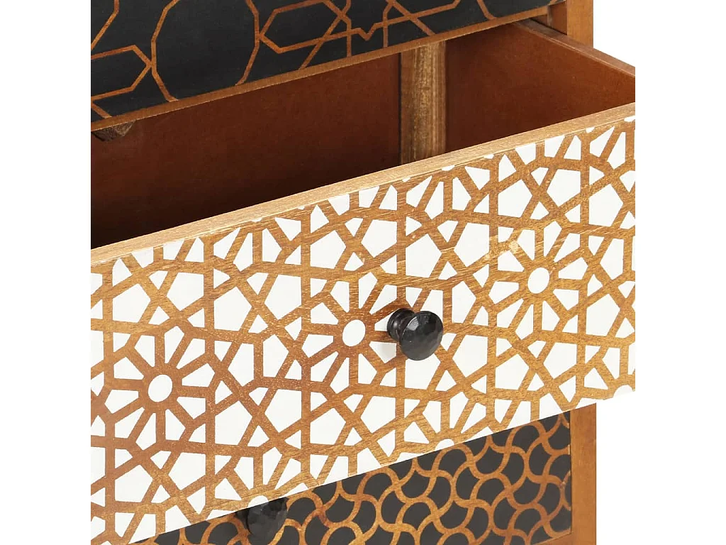 Buffet avec motif imprimé 90x30x70 cm Bois de manguier massif