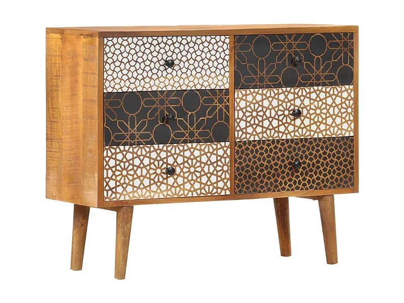 Aparador com estampagem 90x30x70 cm madeira mangueira maciça