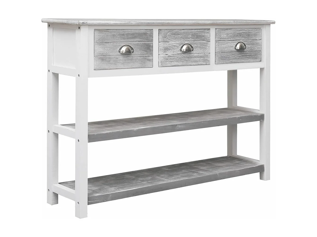 Sideboard Antik-Grau 108x30x76 cm Massivholz Paulownia