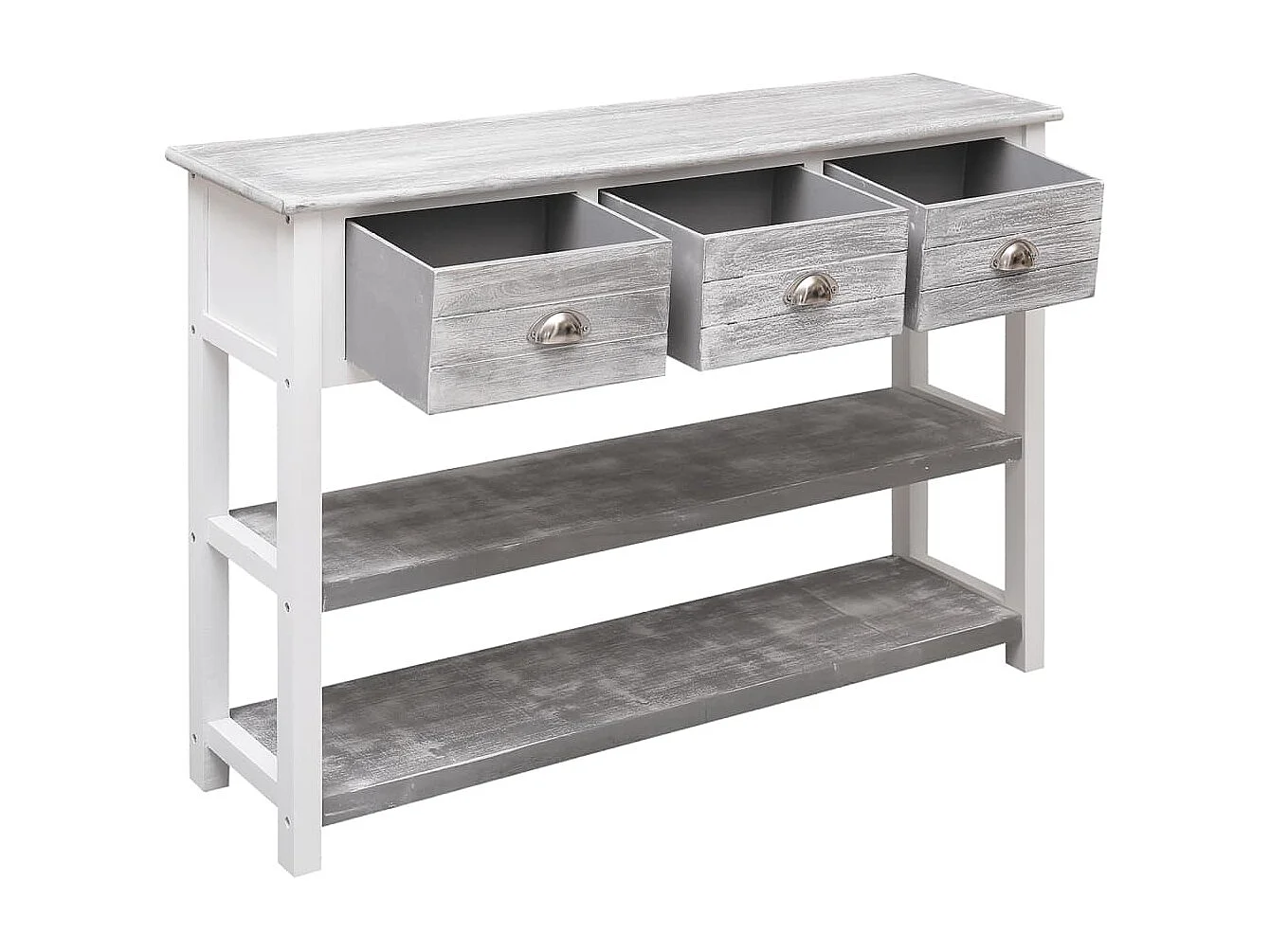 Sideboard Antik-Grau 108x30x76 cm Massivholz Paulownia