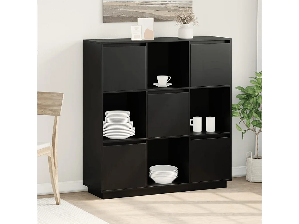 Aparador alto 110,5x35x117 cm pinho maciço preto