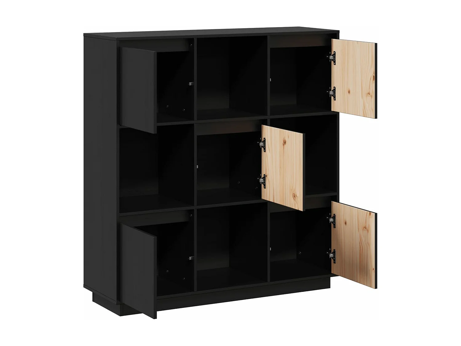 Aparador alto 110,5x35x117 cm pinho maciço preto