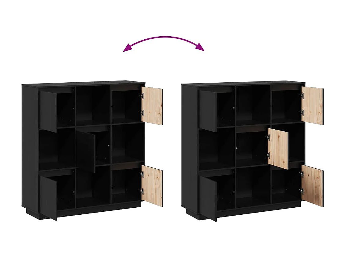 Aparador alto 110,5x35x117 cm pinho maciço preto