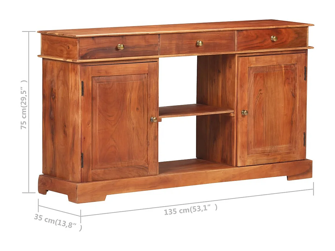 Buffet 135x35x75 cm Bois d'acacia solide