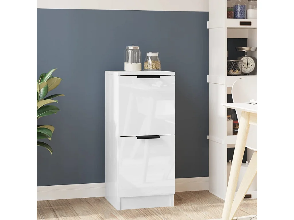 Dressoir 30x30x70 cm bewerkt hout hoogglans wit