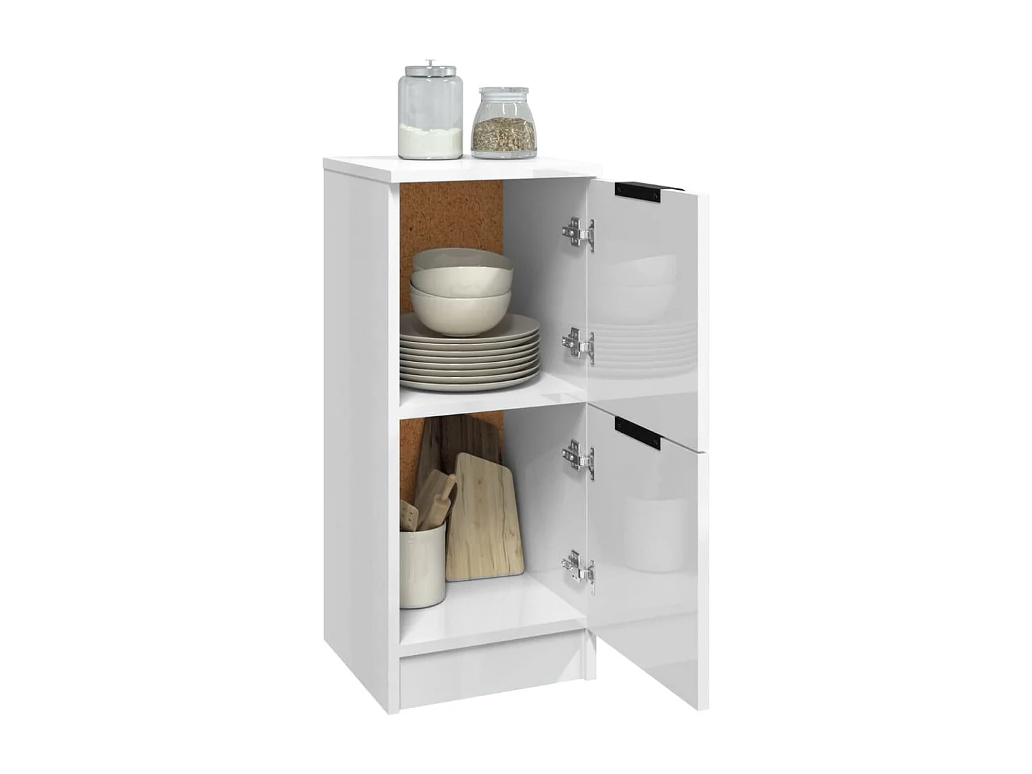 Dressoir 30x30x70 cm bewerkt hout hoogglans wit