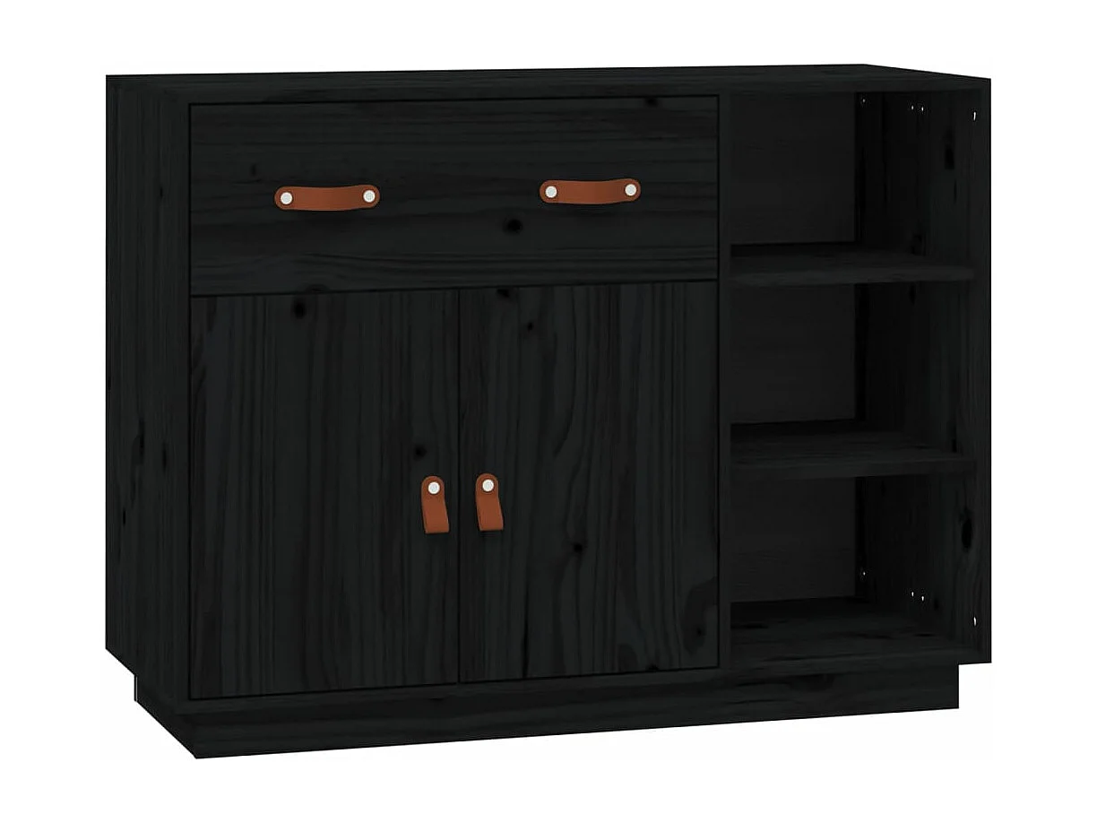 Sideboard Schwarz 98,5x40x75 cm Massivholz Kiefer