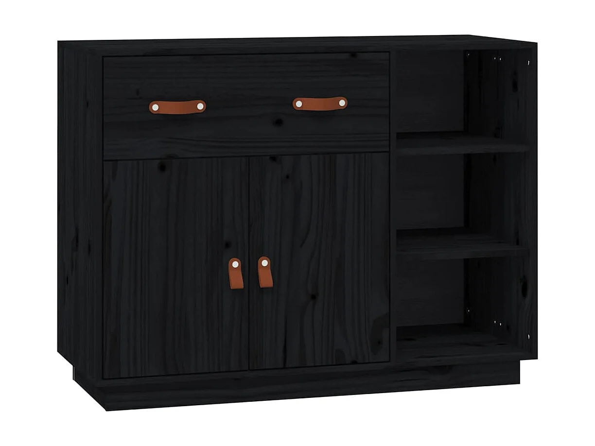 Buffet Noir 98,5x40x75 cm Bois massif de pin