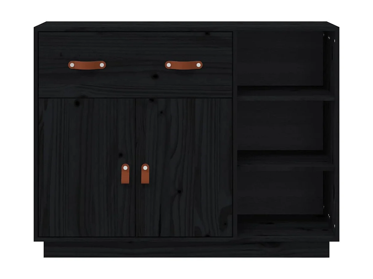 Buffet Noir 98,5x40x75 cm Bois massif de pin