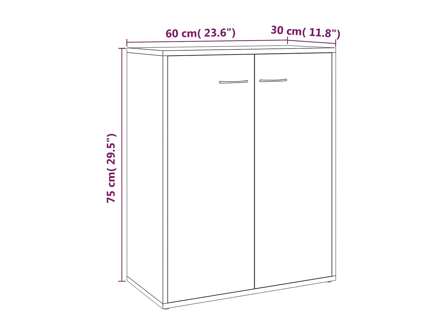 Buffet Sonoma gris 60x30x75 cm Bois d'ingénierie