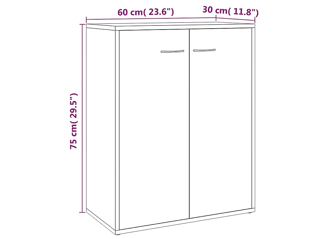Buffet Sonoma gris 60x30x75 cm Bois d'ingénierie