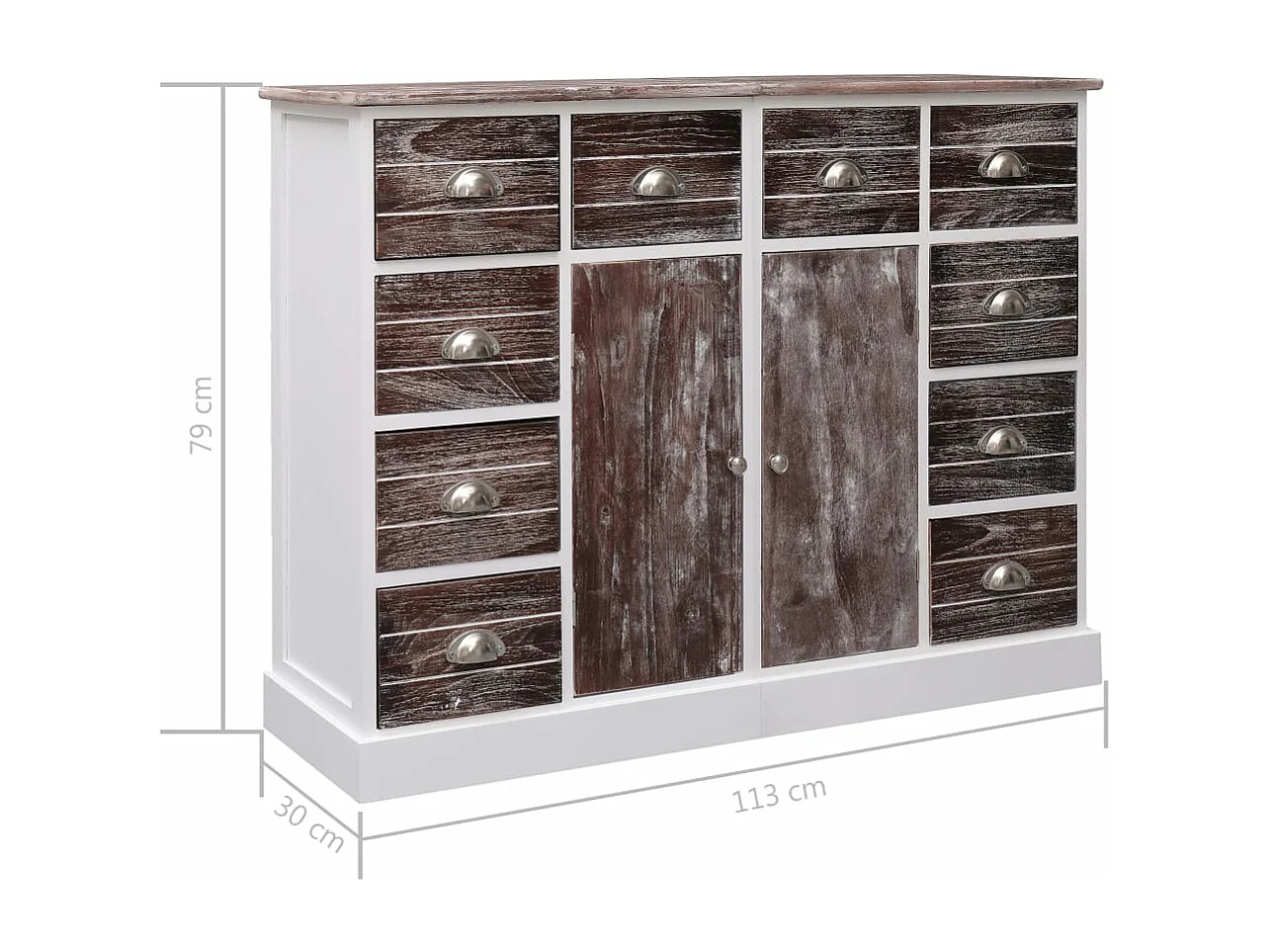 Buffet avec 10 tiroirs Marron 113x30x79 cm Bois