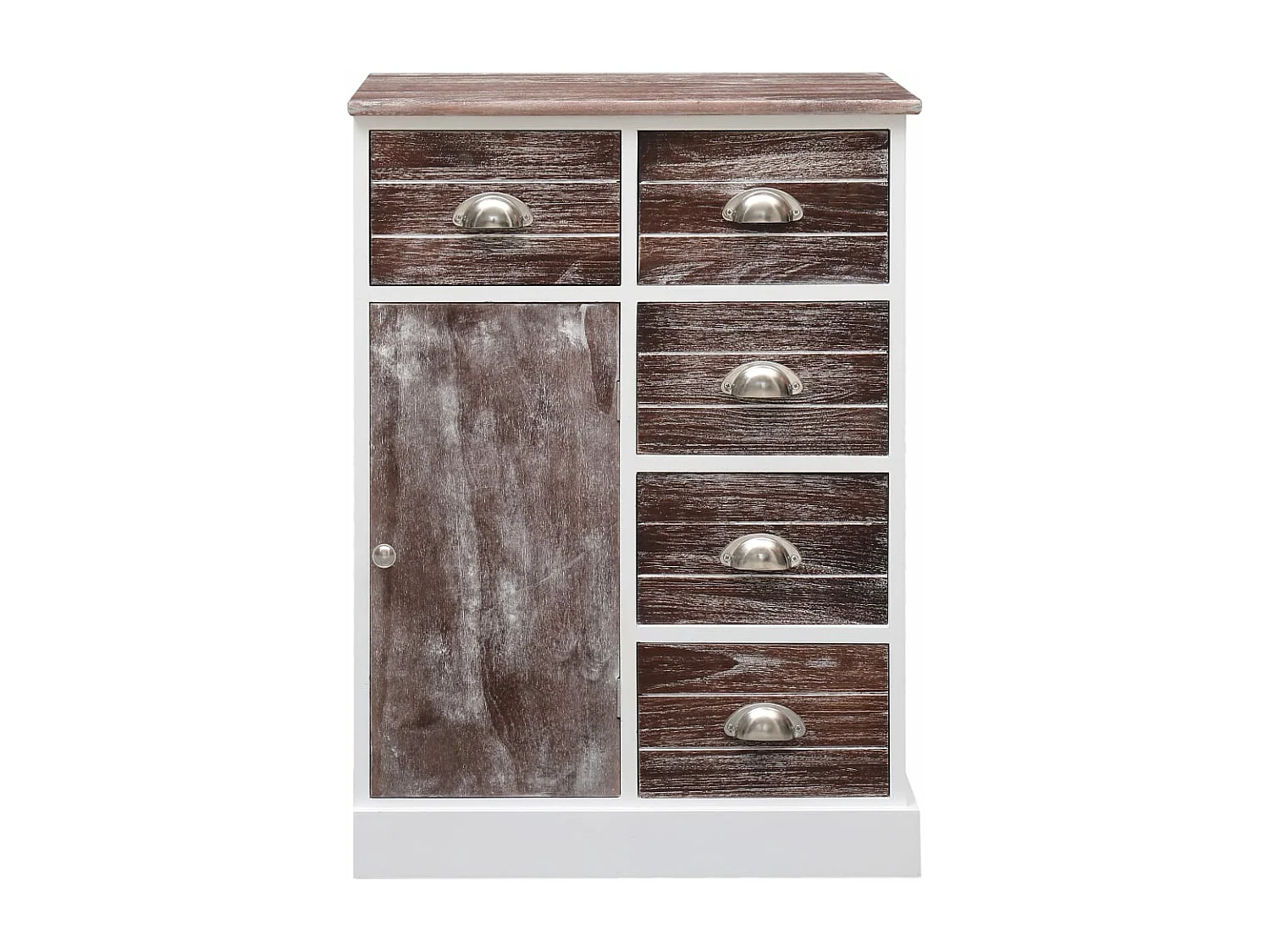 Credenza con 10 Cassetti Marrone 113x30x79 cm in Legno