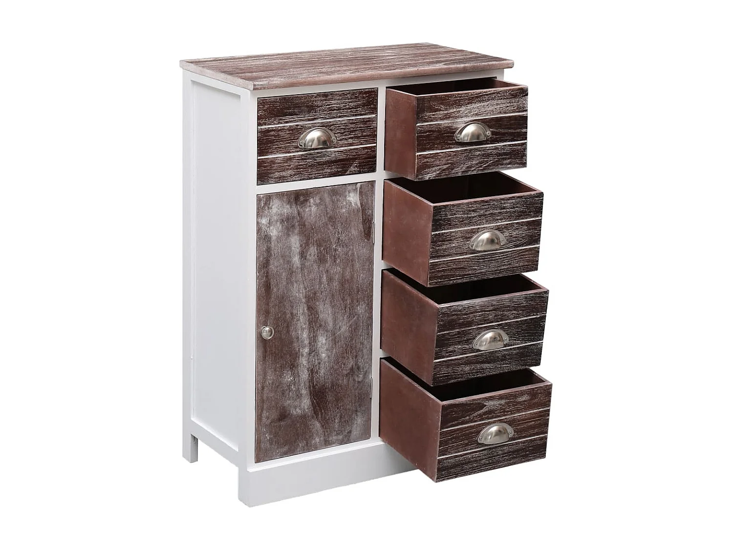 Credenza con 10 Cassetti Marrone 113x30x79 cm in Legno