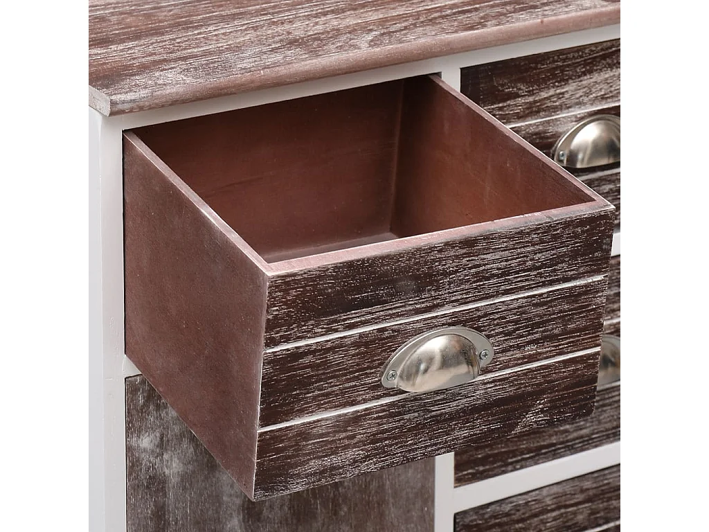 Credenza con 10 Cassetti Marrone 113x30x79 cm in Legno