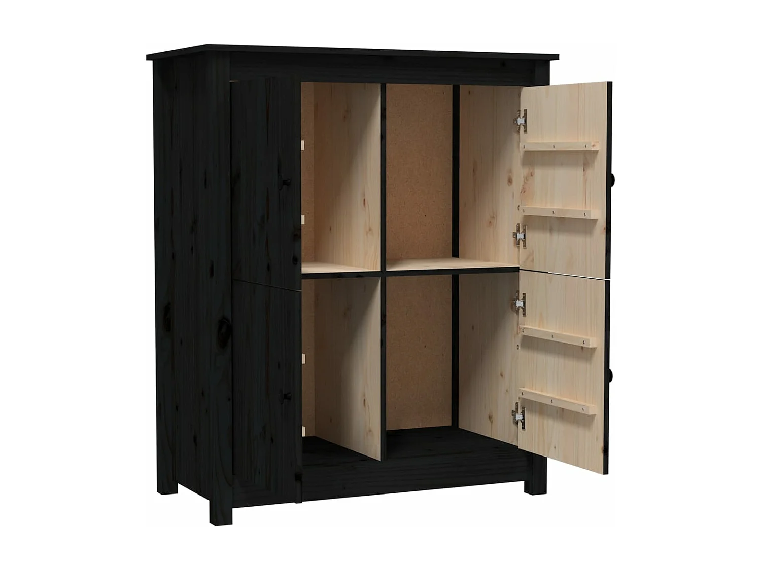 Buffet Noir 83x41,5x100 cm Bois massif de pin