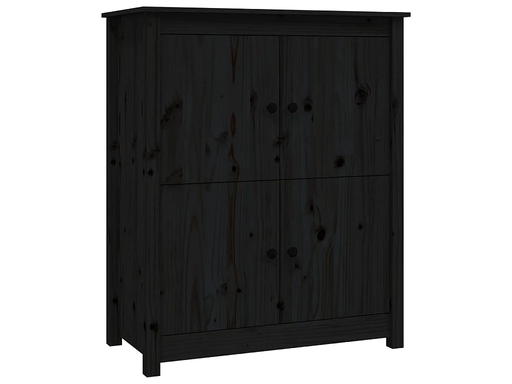 Sideboard Schwarz 83x41,5x100 cm Massivholz Kiefer