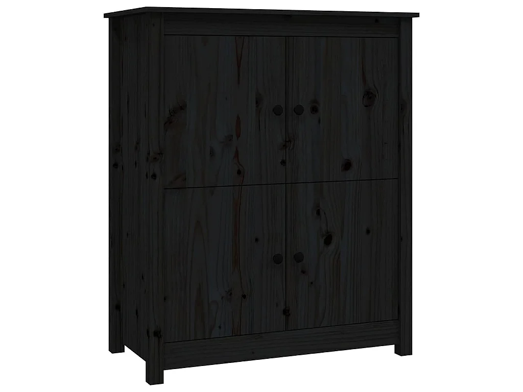 Buffet Noir 83x41,5x100 cm Bois massif de pin