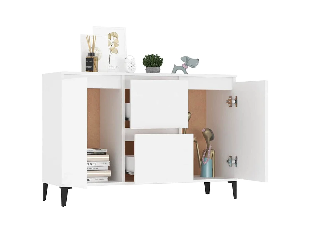 Dressoir 102x35x70 cm bewerkt hout wit