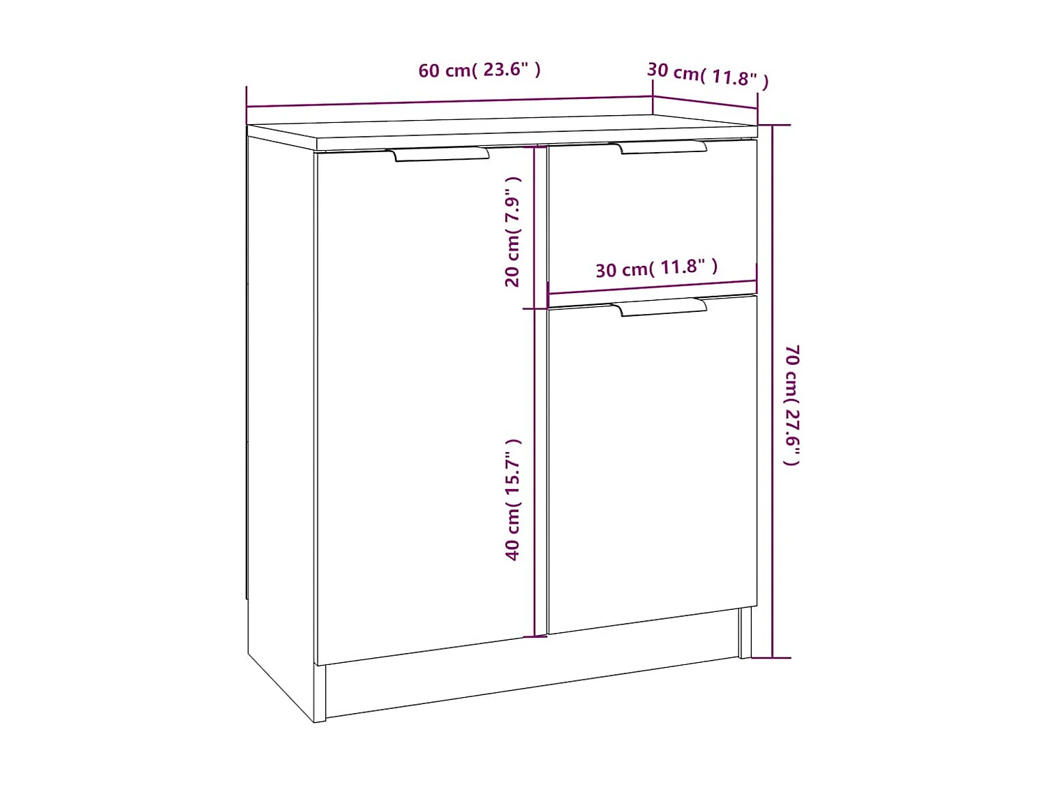 Buffet Blanc 60x30x70 cm Bois d'ingénierie