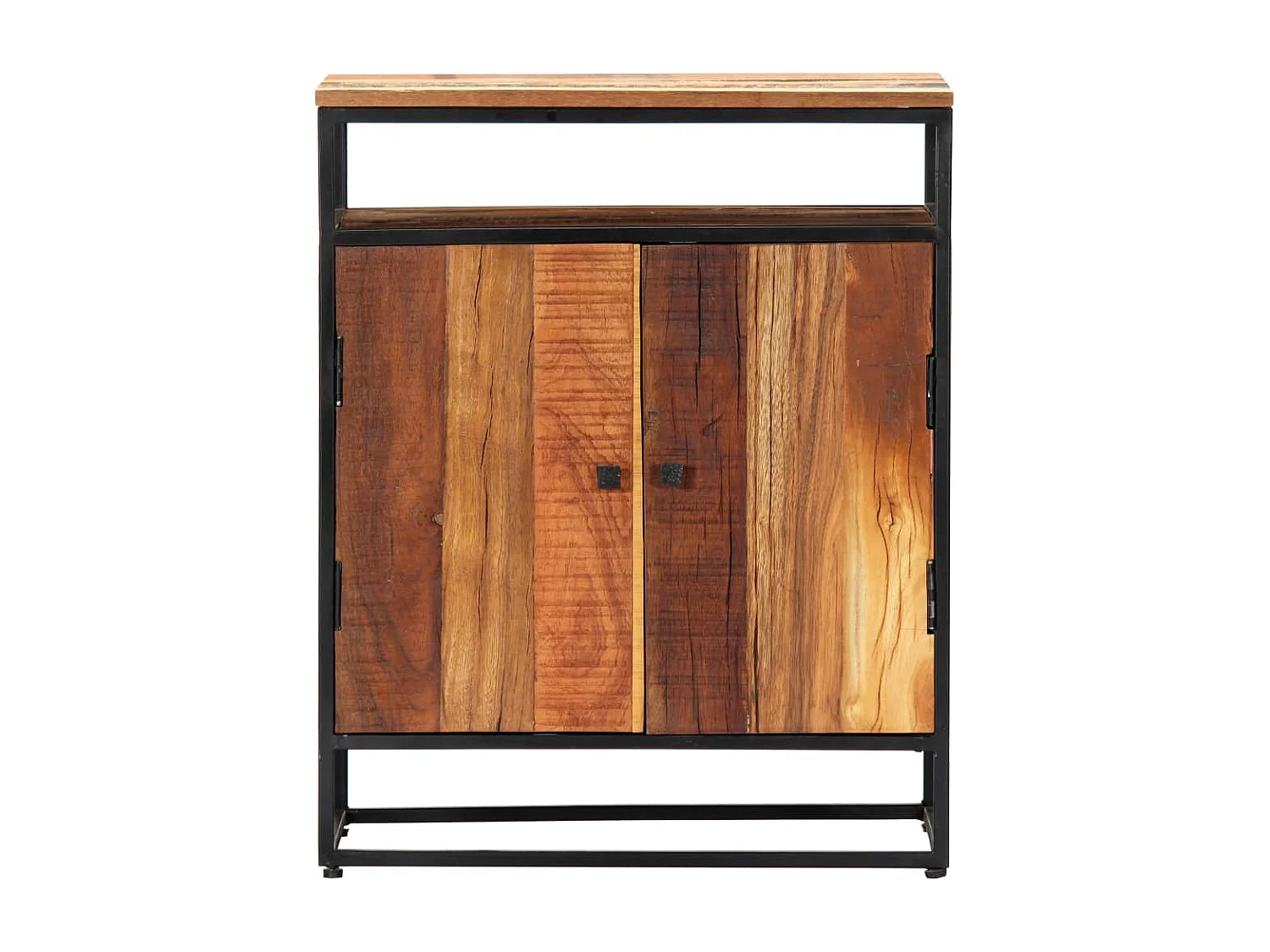 Beistellschrank 60x35x76 cm Massives Altholz und Stahl