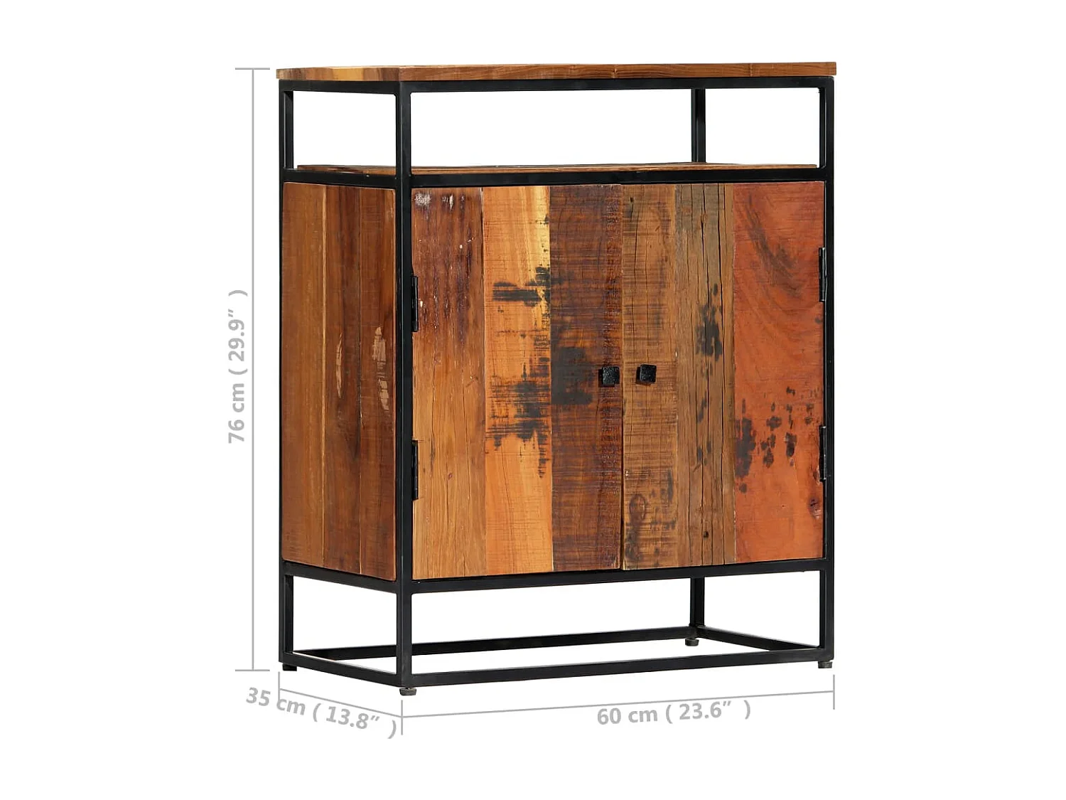 Beistellschrank 60x35x76 cm Massives Altholz und Stahl