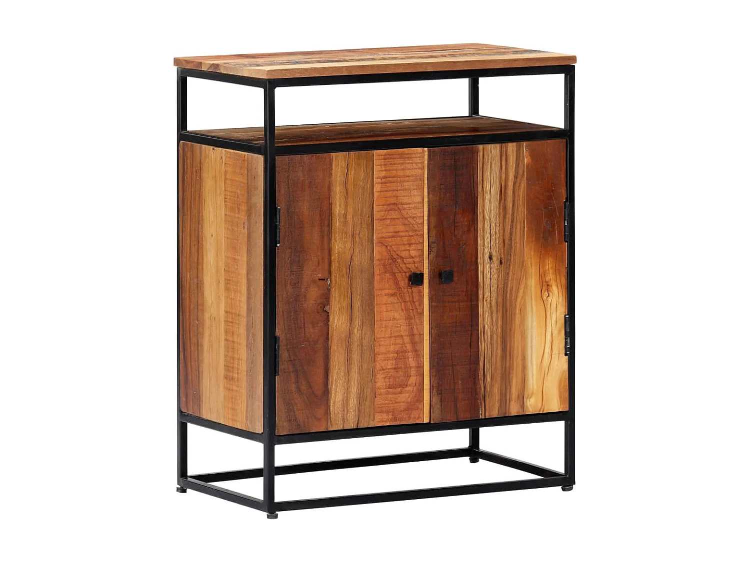 Beistellschrank 60x35x76 cm Massives Altholz und Stahl