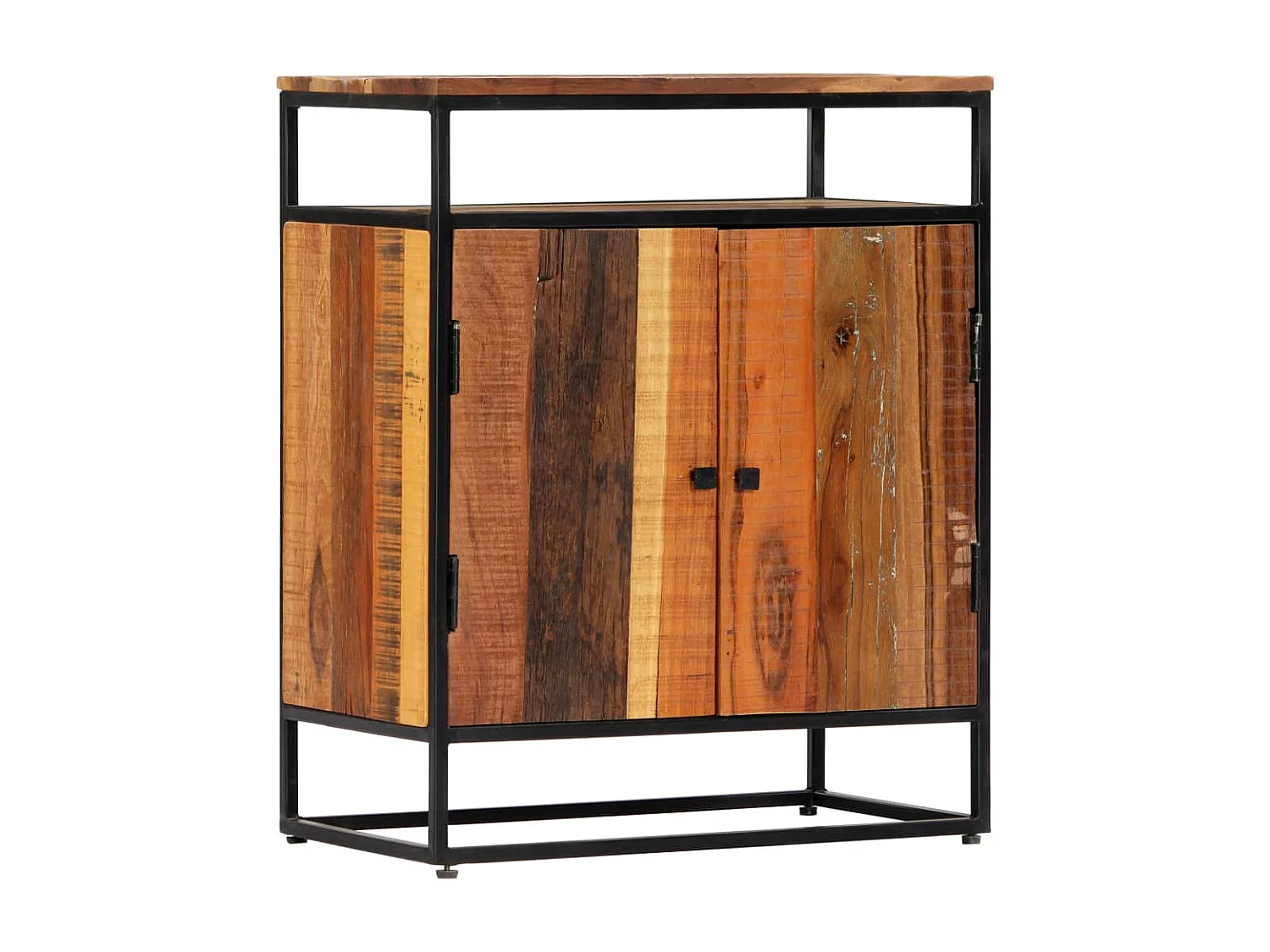 Beistellschrank 60x35x76 cm Massives Altholz und Stahl