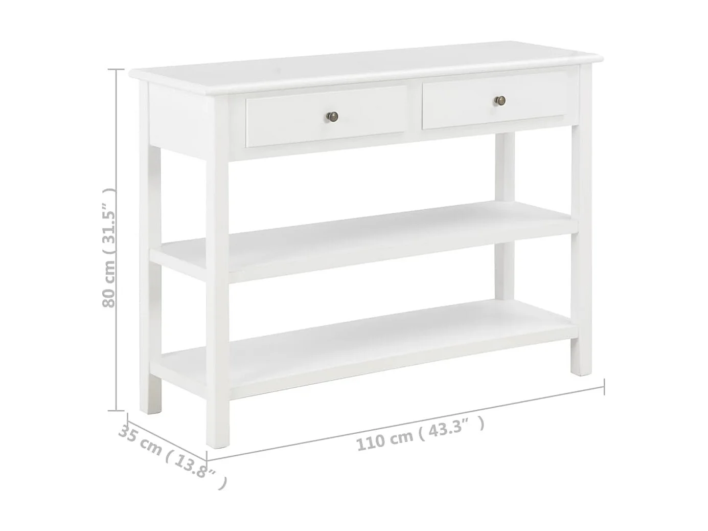 Dressoir 110x35x80 cm MDF wit