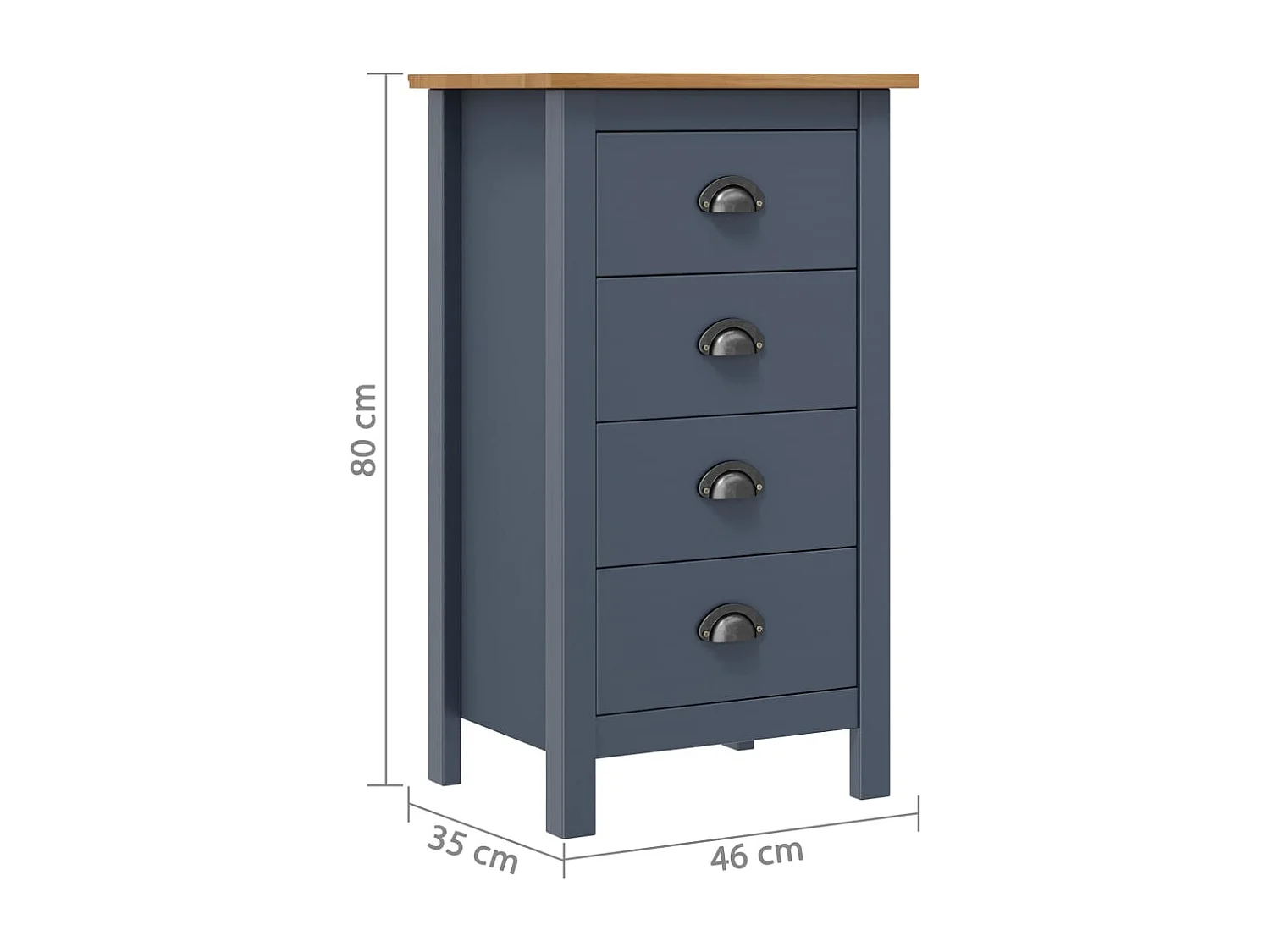 Buffet Hill Gris 46x35x80 cm Bois de pin solide