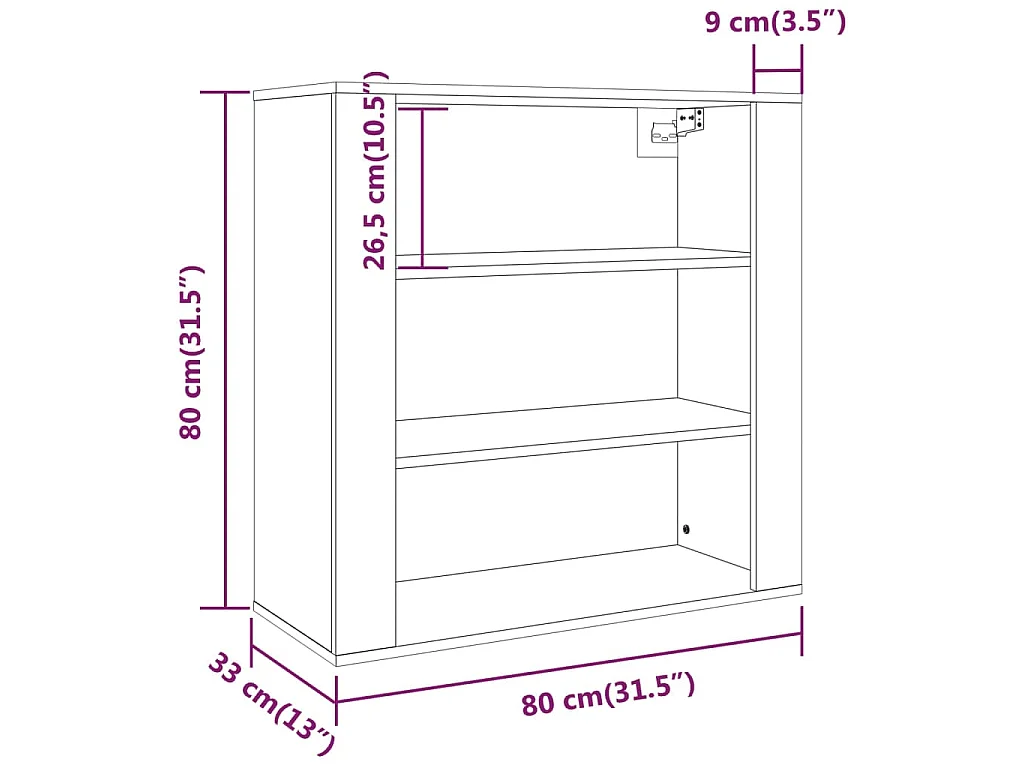 Armoire murale Noir 80x33x80 cm Bois d'ingénierie