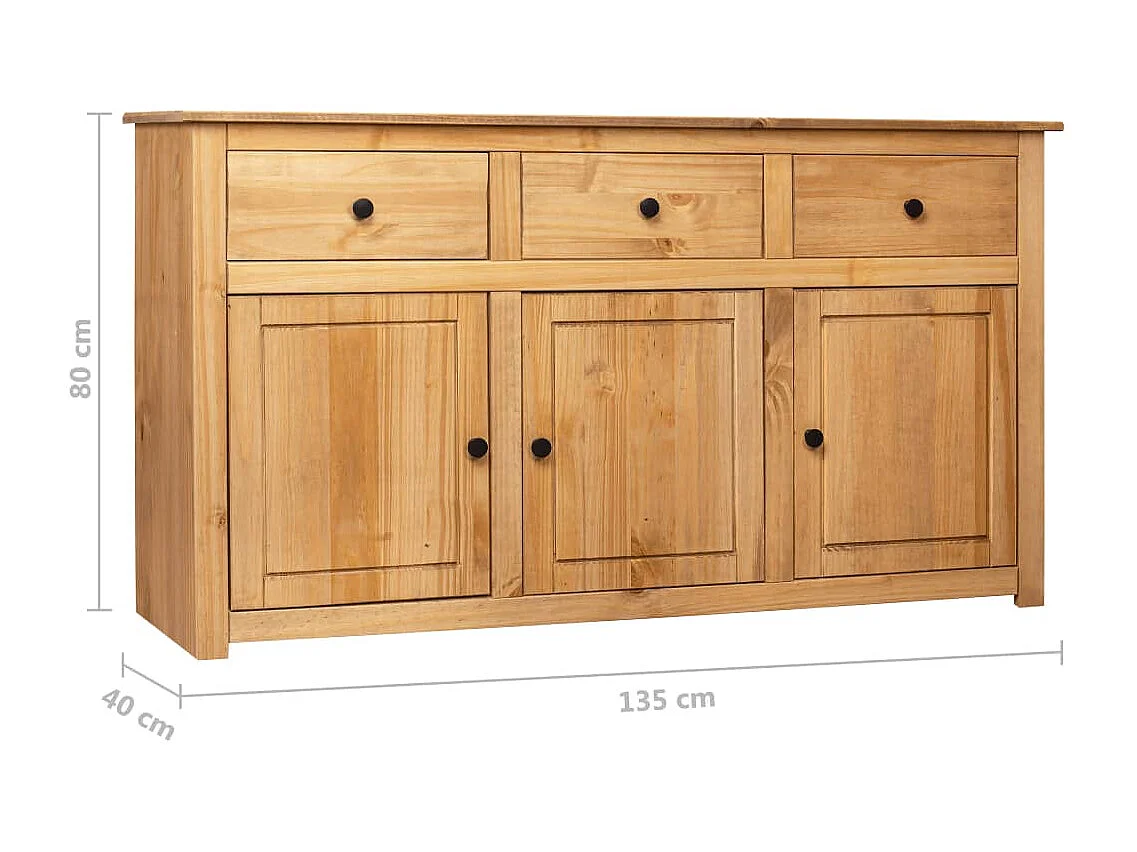 Buffet 135x40x80 cm Pin solide Assortiment Panama