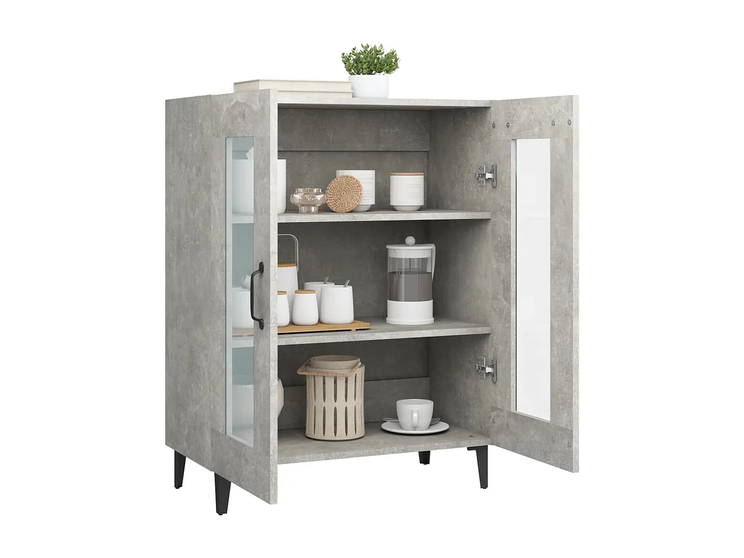 Buffet gris béton 69,5x34x90 cm bois d'ingénierie