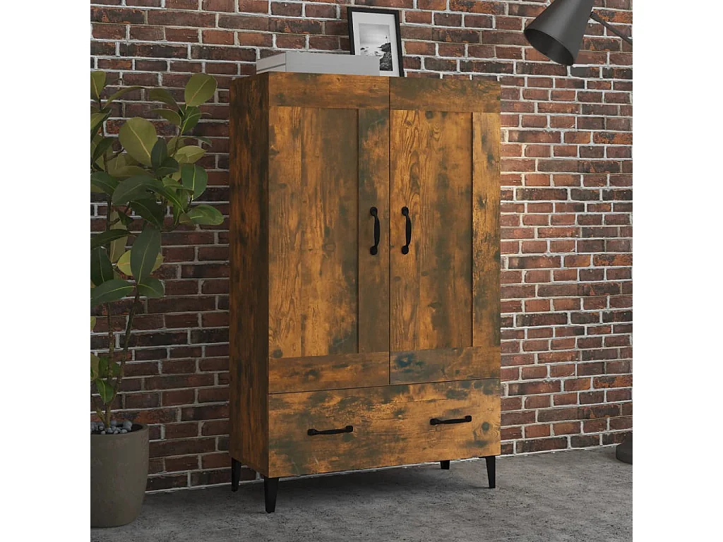 Credenza Rovere Fumo 70x31x115 cm in Legno Multistrato