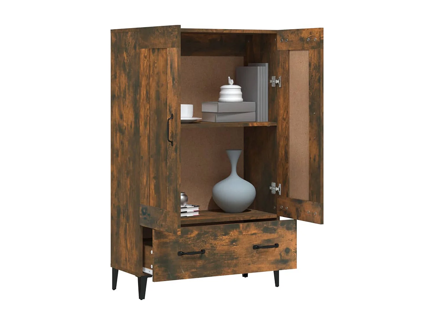 Credenza Rovere Fumo 70x31x115 cm in Legno Multistrato