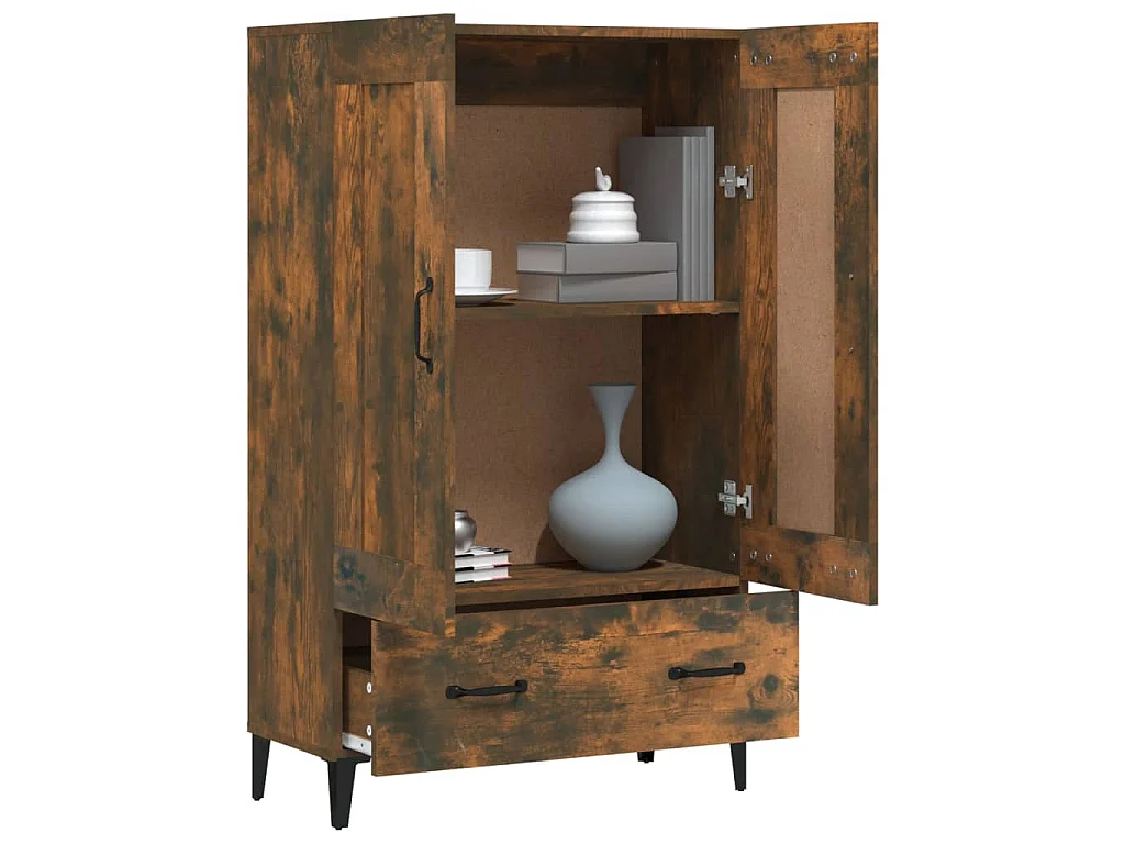 Buffet haut Chêne fumé 70x31x115 cm Bois d'ingénierie