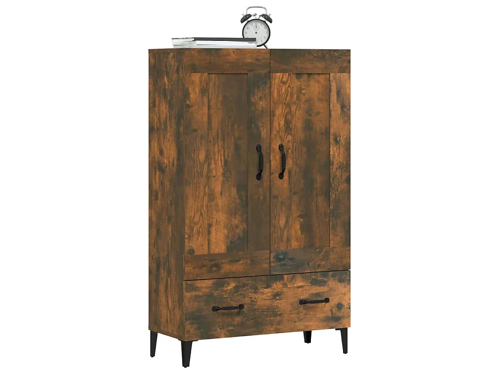 Buffet haut Chêne fumé 70x31x115 cm Bois d'ingénierie