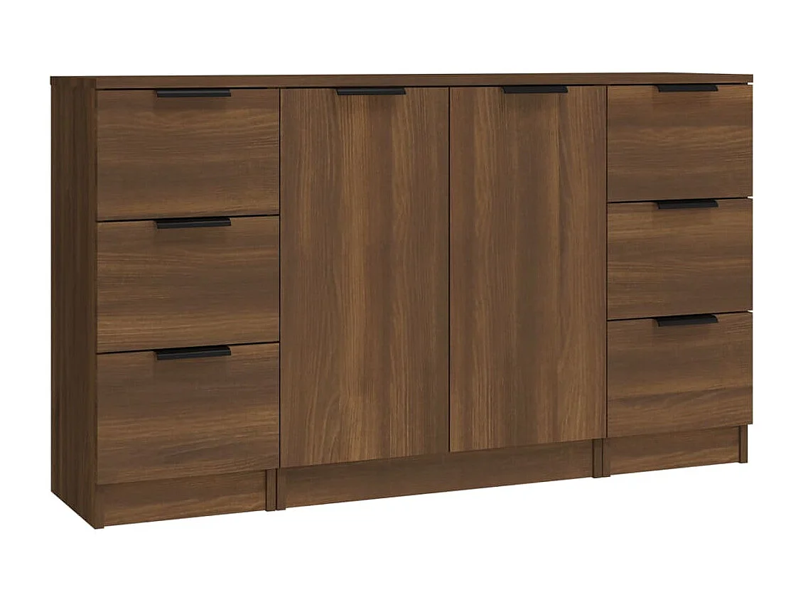 Buffets 3 pcs Chêne marron Bois d'ingénierie