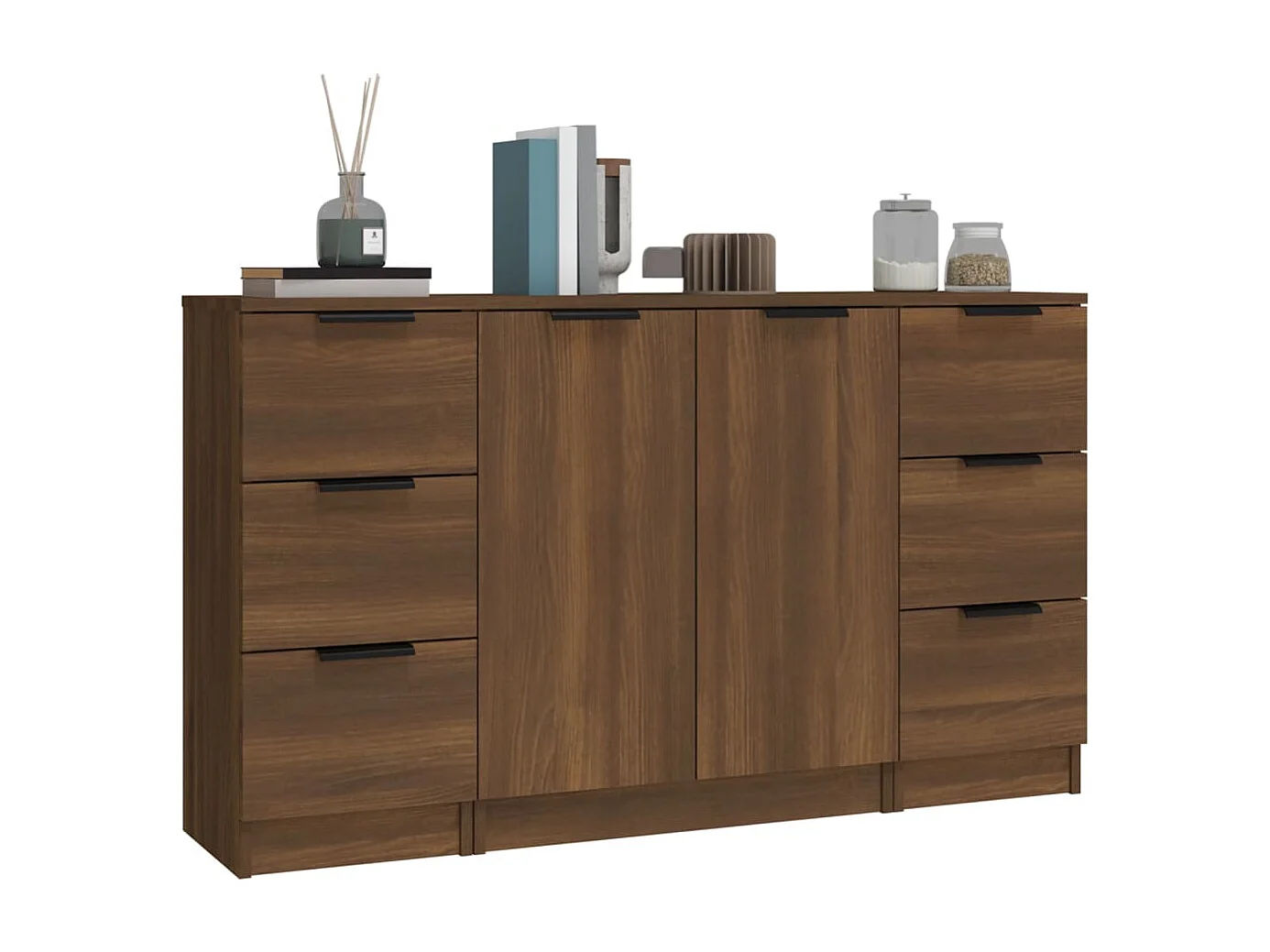 Buffets 3 pcs Chêne marron Bois d'ingénierie