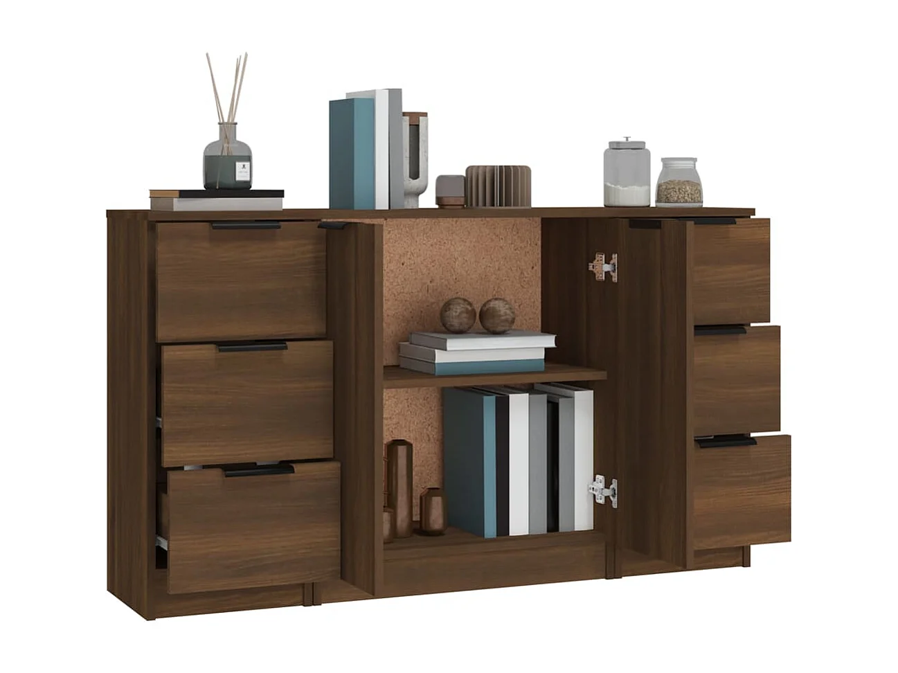 Buffets 3 pcs Chêne marron Bois d'ingénierie