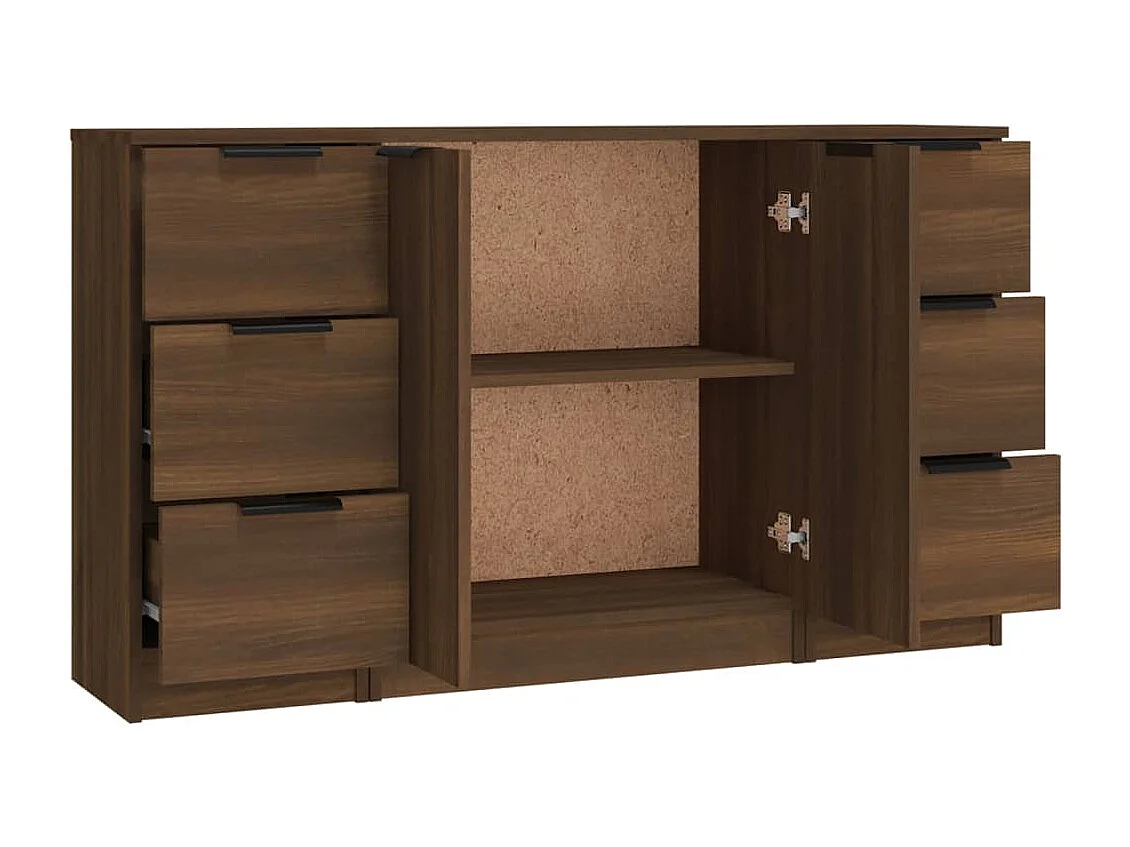 Buffets 3 pcs Chêne marron Bois d'ingénierie