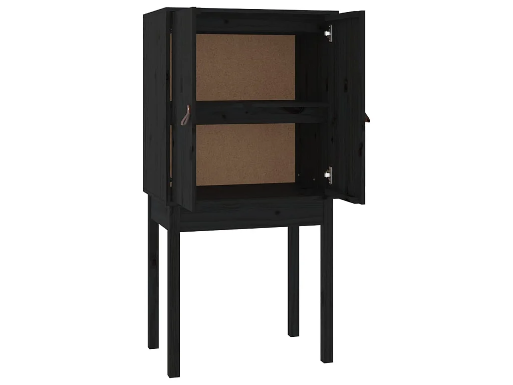 Buffet haut Noir 60x40x120 cm Bois massif de pin