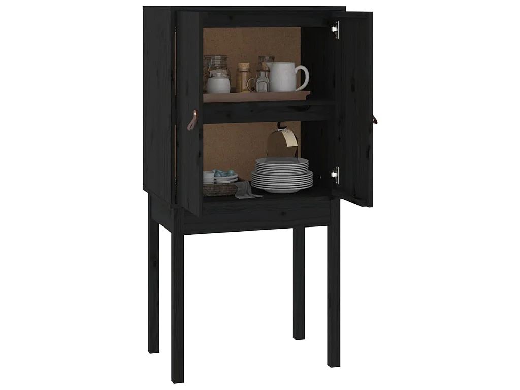 Buffet haut Noir 60x40x120 cm Bois massif de pin