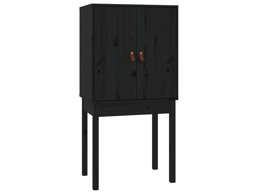 Buffet haut Noir 60x40x120 cm Bois massif de pin