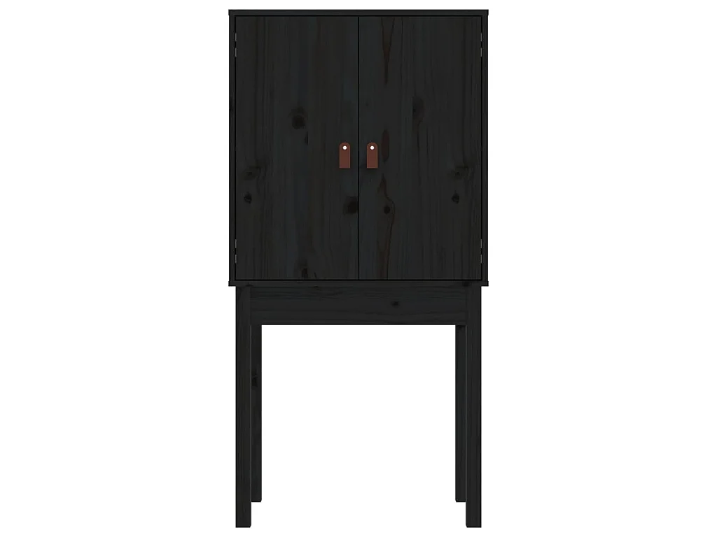 Buffet haut Noir 60x40x120 cm Bois massif de pin