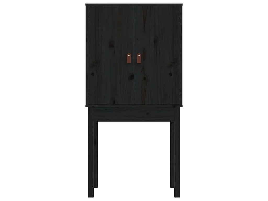 Buffet haut Noir 60x40x120 cm Bois massif de pin