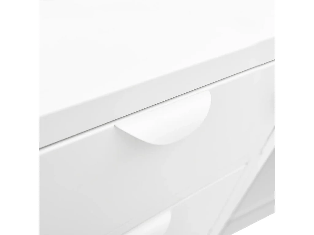 Buffet Blanc 105x35x70 cm Acier et verre trempé