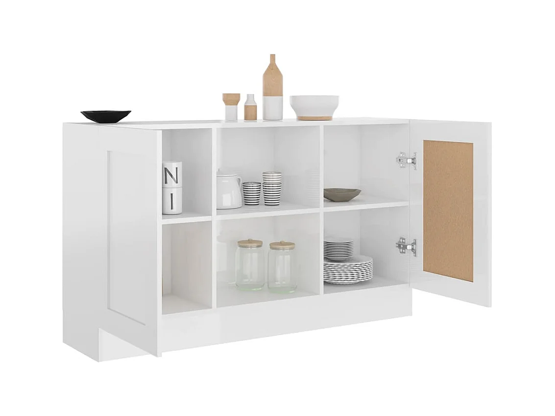 Buffet Blanc brillant 120x30,5x70 cm Bois d'ingénierie