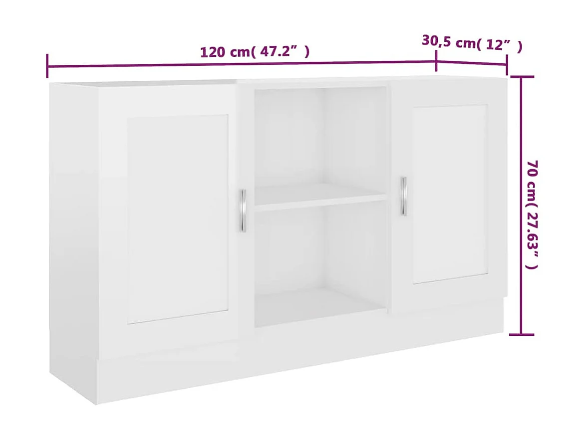 Buffet Blanc brillant 120x30,5x70 cm Bois d'ingénierie